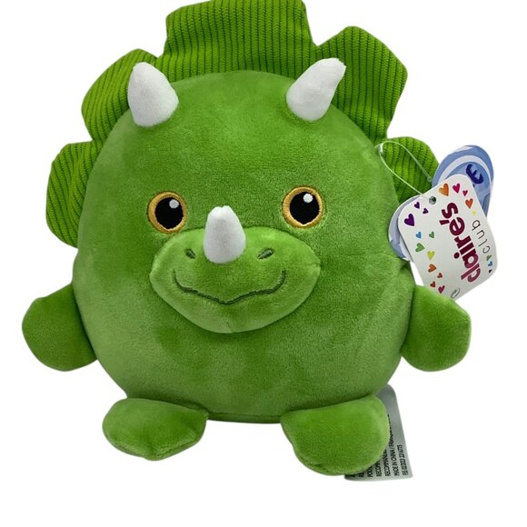 Claires Green Triceratops Dinosaur Super Puffed Plush Toy Animal Adventure NEW - Picture 1 of 6
